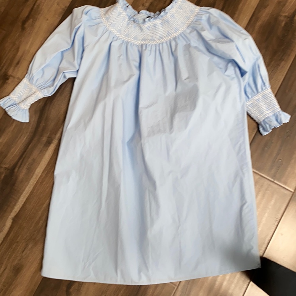 Smocked off-the-shoulder dress.